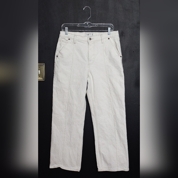 Abercrombie & Fitch The Baggy Mid Rise Jeans Bone White Straight Leg Sz 29 Short - Picture 3 of 10